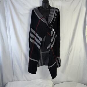 Diva D Plaid Blanket Scarf Button Wrap Shawl Size L/XL